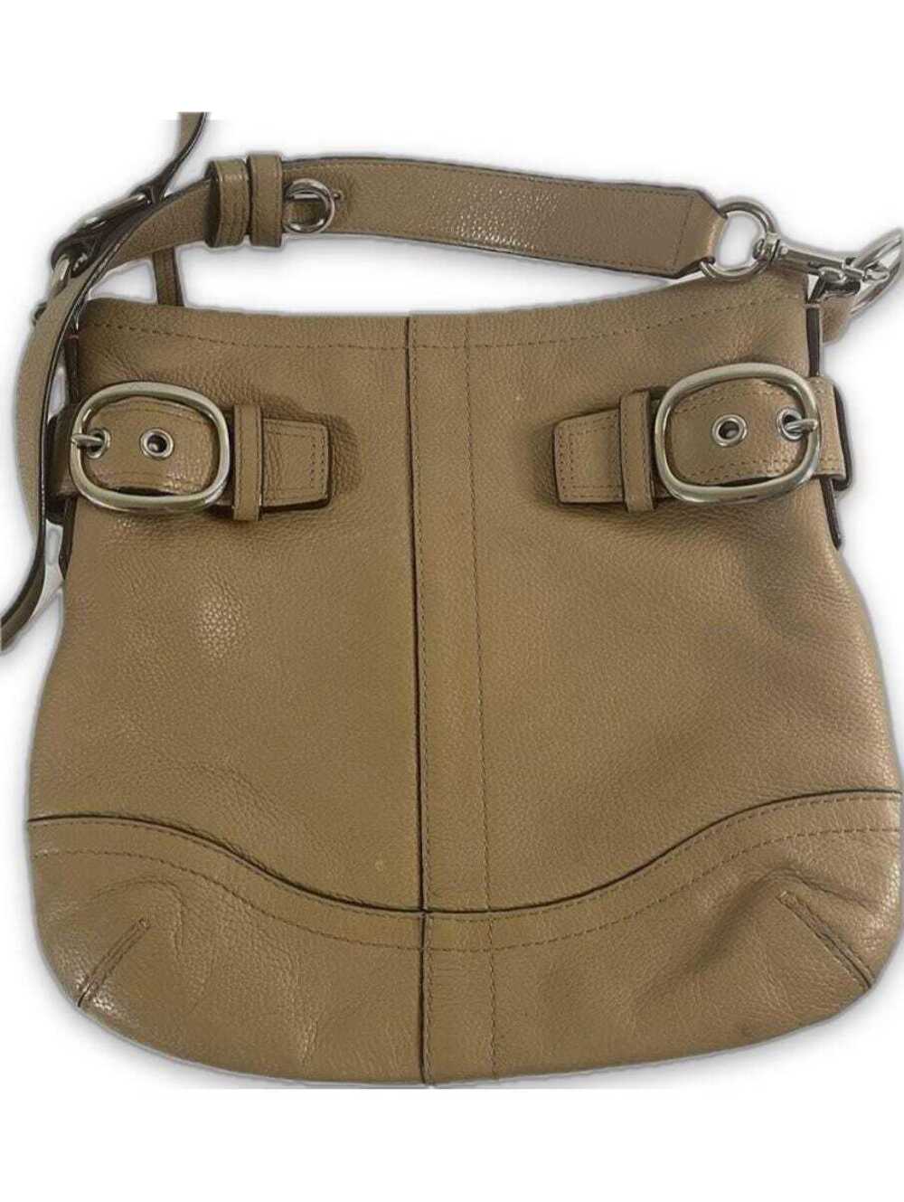 Vintage Tan Leather Coach Shoulder Bag • Buckle Detail Crossbody Purse